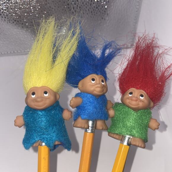 DAM Troll Dolls Set Of Three Felt Shirt 2005 Vintage Preowned - Picture 1 of 4